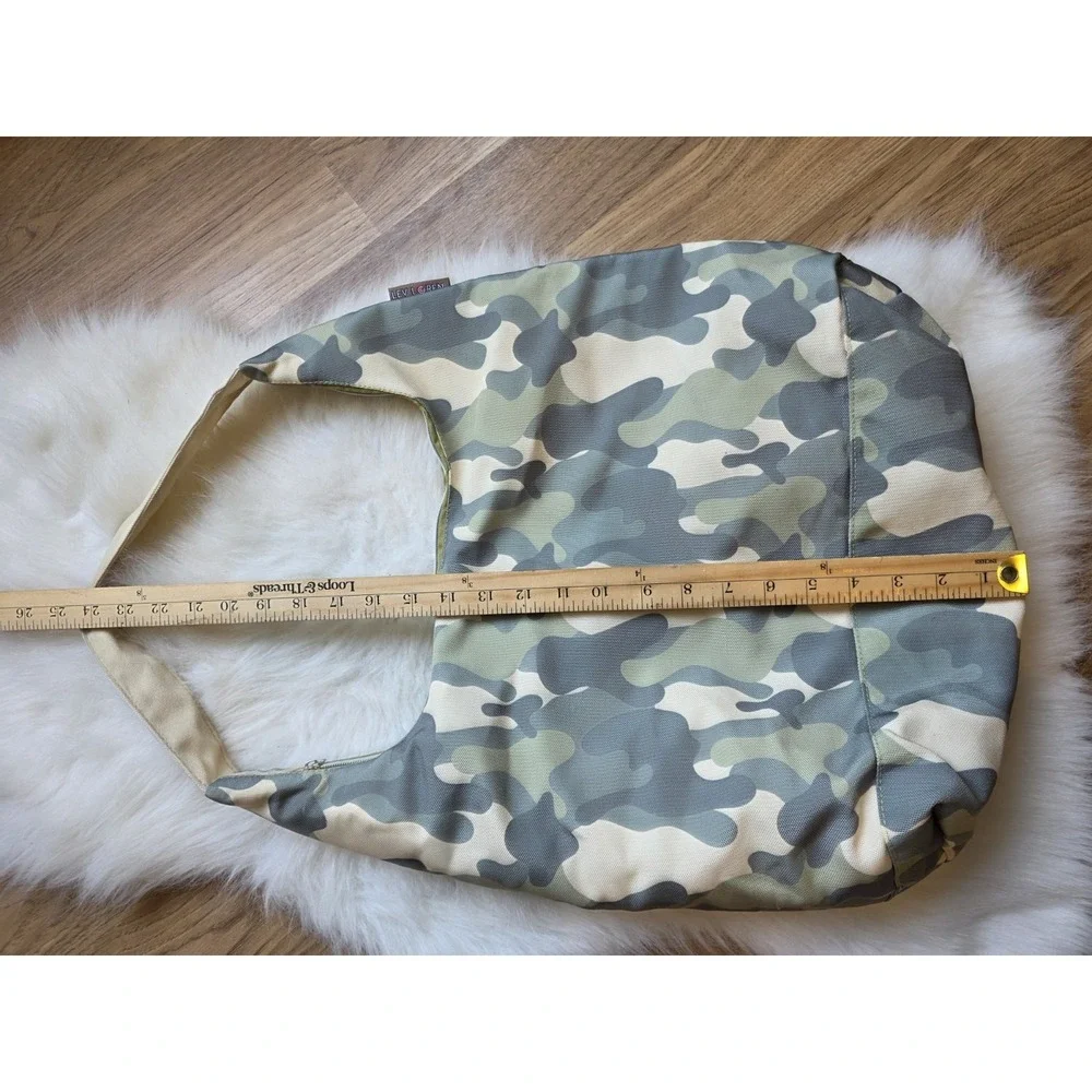 Lev Loren Camo Shoulder Bag Hobo Tote Large Green